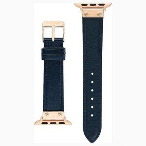 Anne Klein Apple Watch Band Women's 42/44/45mm Blue Navy Strap with pink gold